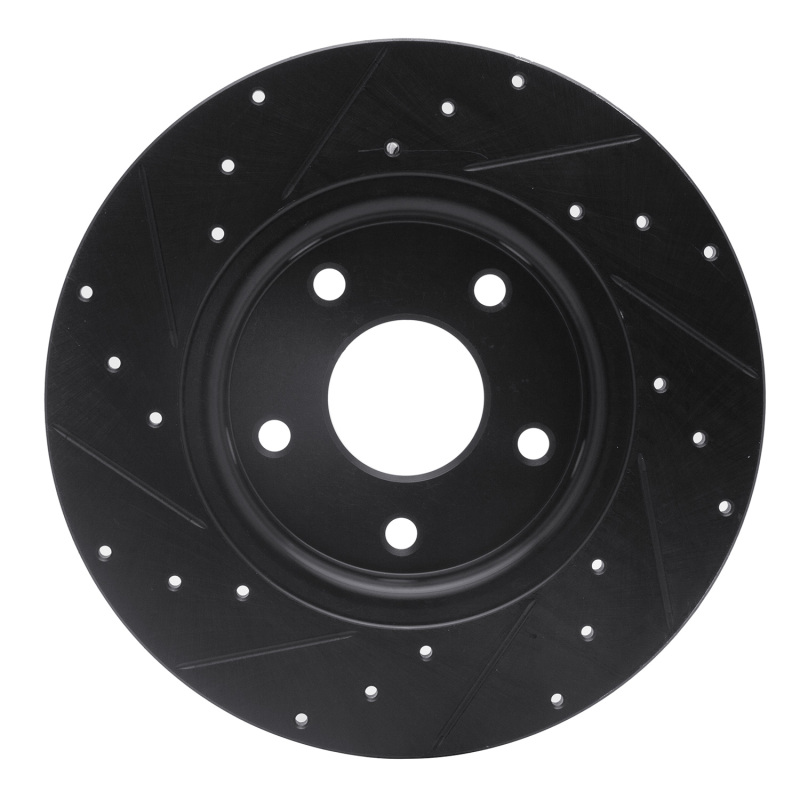 Chrysler Town & Country Brake Rotor (1) - Rear Right - R1 Concepts - Drilled & Slotted - Black - `12-`20